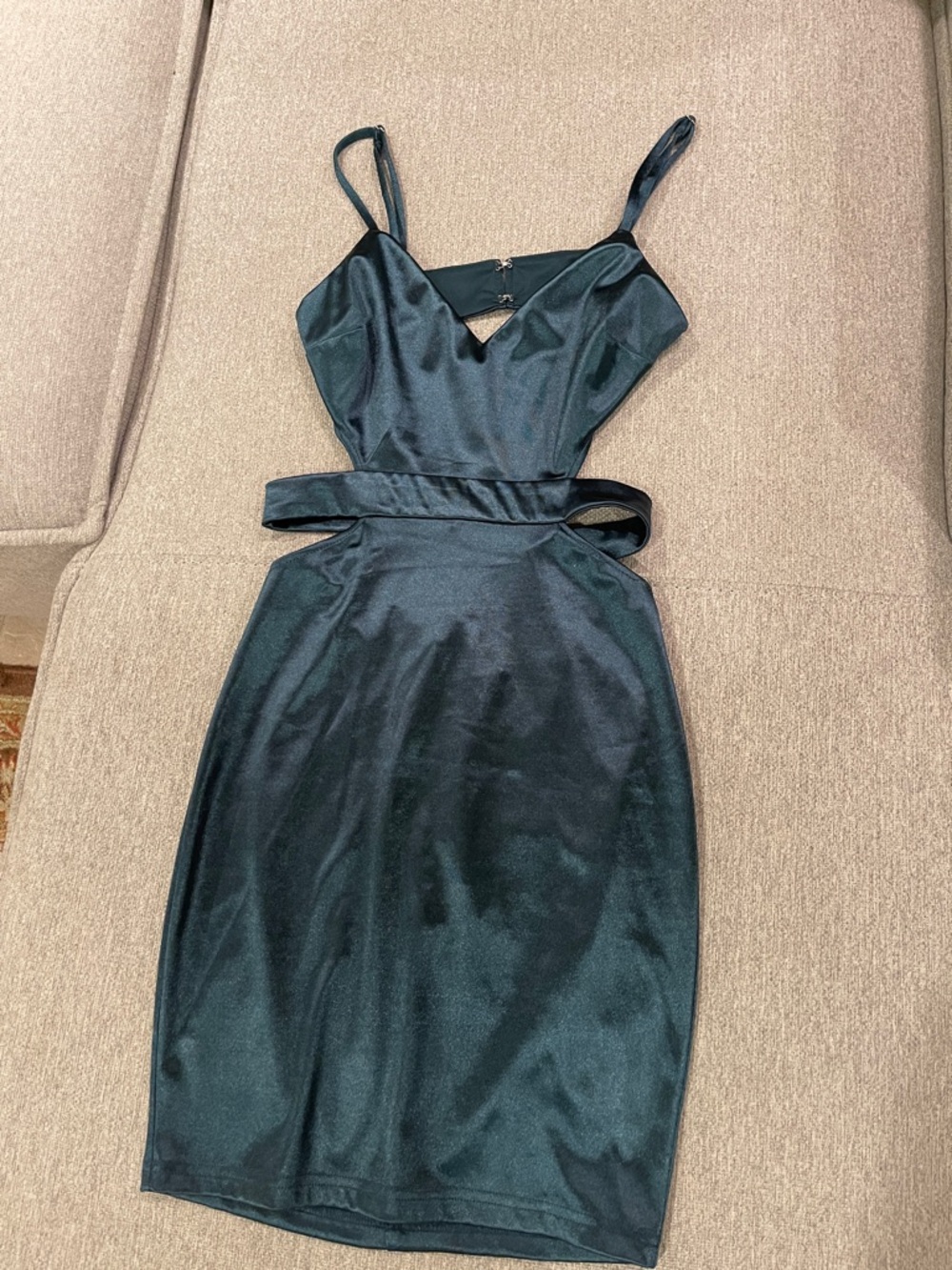 Windsor Deep Teal Satin Slip Dress with Waist Tie